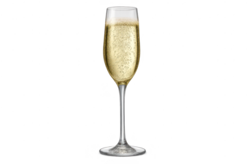 Champagne flute with bubbles on a transparent background image here