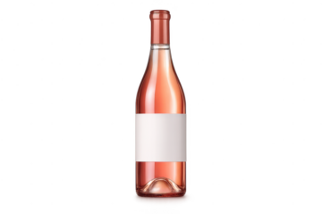 Rosé wine bottle mockup with a transparent background for design work.