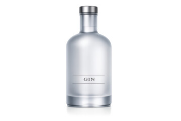 Silver Gin bottle mockup on transparent background, ready for editing.