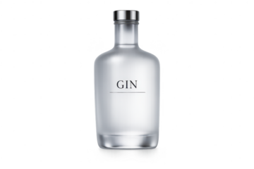 Gin bottle mockup on a transparent background for promotional purposes.