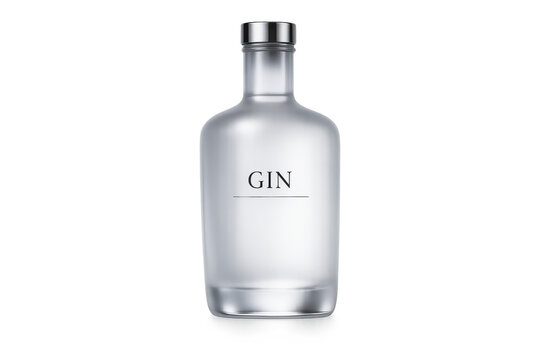 Gin bottle mockup on a transparent background for promotional purposes.