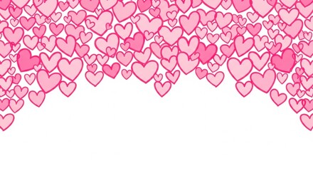 A vibrant and playful background featuring a dense pattern of pink hearts