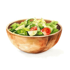 painting_of_a_wooden_salad_bowl, A vectorized, Hand-painted style, vector set available in EPS An Elegant watercolor painting design collection