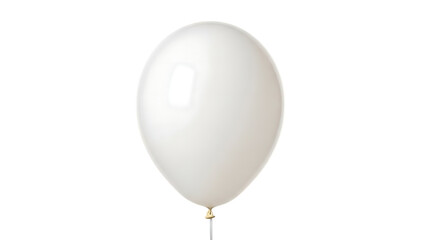 White balloon tied with gold knot on string isolated on a transparent background shiny balloon tied balloon