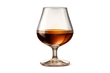 Brandy or Cognac in Glass with transparent background, drink close-up