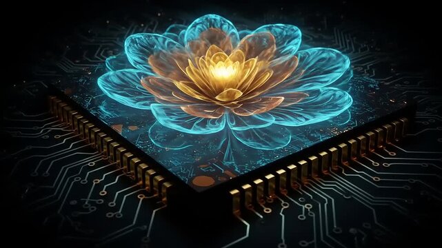 Digital Bloom: A mesmerizing fusion of technology and nature with circuit board flowers