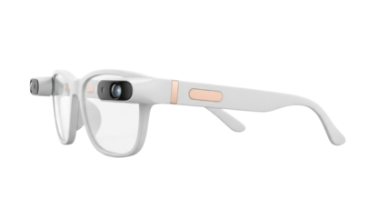 Smart glasses with camera isolated PNG on transparent background, augmented reality wearable tech for digital lifestyle and future technology