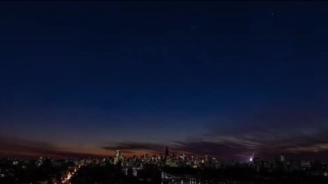 Earth Hour Light Switch Off with Cityscape Dimming Time-Lapse