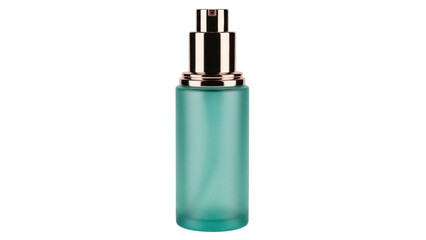Fototapeta premium Turquoise cosmetic bottle with golden pump isolated PNG, skincare product on transparent background for beauty and personal care
