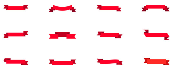 Set of 12 red ribbon banners with various shapes and styles. Perfect for use in banners, advertisements.,Big collection of colorful labels and tags for promotion,	

  