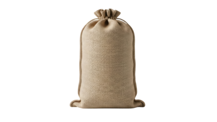 Burlap sack PNG isolated on transparent background, rustic brown bag for storage or gift packaging, no background