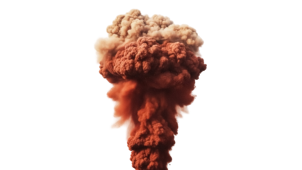 Dramatic explosion cloud PNG isolated on transparent background, mushroom cloud of smoke and fire, disaster aftermath, atomic bomb, nuclear blast, danger concept