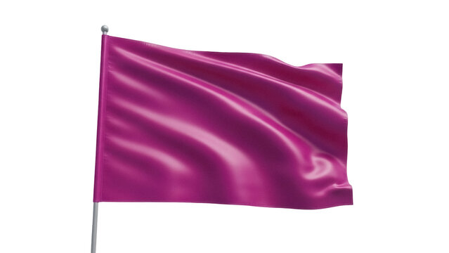 Waving magenta flag isolated PNG on transparent background, single color banner for political or sports team representation