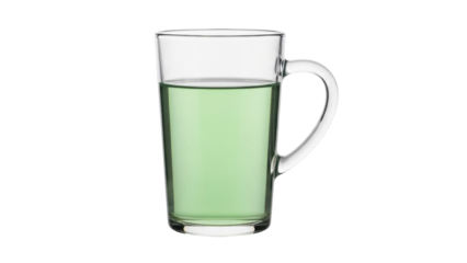 Glass mug with green liquid isolated PNG, refreshing drink on transparent background for healthy lifestyle and beverage concepts
