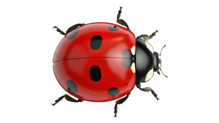Red ladybug with black spots isolated PNG, close-up of a ladybird beetle on transparent background, insect with vibrant colors for nature designs © Elena