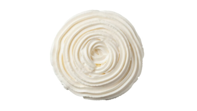 Swirl of creamy vanilla frosting isolated PNG, delicious dessert topping for cakes and cupcakes on transparent background