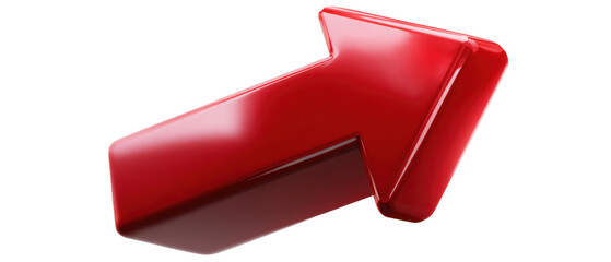 Glossy red 3d arrow pointing upward signifying growth and direction