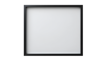 Blank white poster in sleek black frame on black background