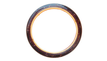 Glowing neon ring on black background for futuristic designs