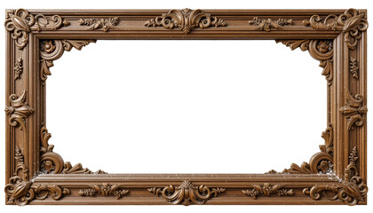 Ornate gold picture frame with intricate carvings on black background