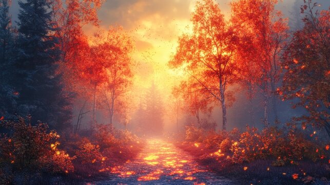 Road stretching into glowing mist  - Powered by Adobe