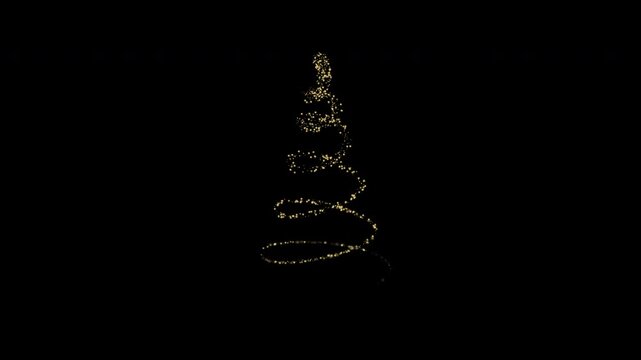 Winter holiday shining particles stock animation effect with Christmas tree. Alpha channel available with 2160 resolution file