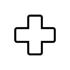 Obraz premium Medical plus sign vector icon for health care and emergency symbol design element with bold outline style