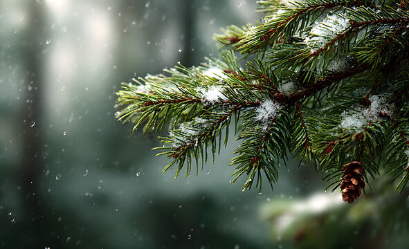 Hintergrund aus Tannenzweigen und Schnee