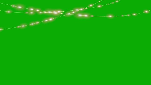 Loop Holiday Light Garland string &ndash; Glowing Light Border with Flash Effects on green background