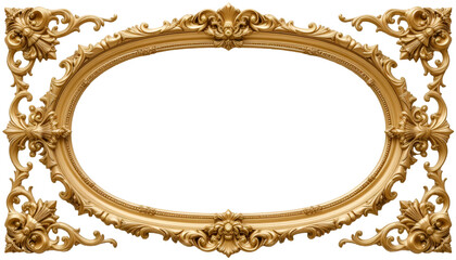 Elegant gold ornamental frame on black background