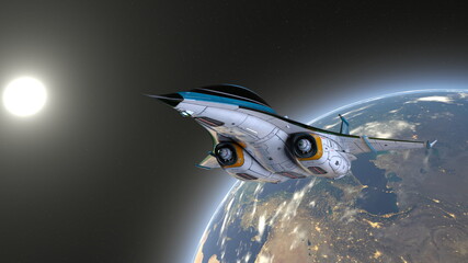 宇宙船と地球　3DCGレンダリング © tsuneomp