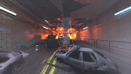 車両火災現場　3DCGレンダリング © tsuneomp