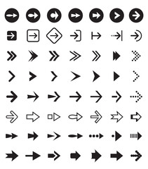 Set of black outline arrows. Nwigation and Communication.