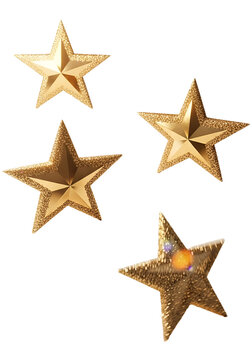 Sparkling 3D Golden Stars: Luxurious Christmas Decor Elements.