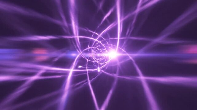 Abstract purple energy tunnel with light streaks modern technology background digital vortex futuristic motion design