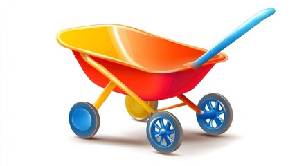 Colorful wheelbarrow illustration on white background