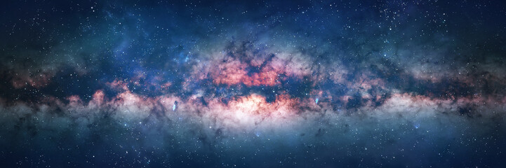Bright galaxy and constellation in deep space. Sci-fi space wallpaper from telescope. Milky Way landscape view in the space. Elements of this image furnished by NASA. Not AI content