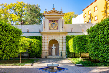 Obraz premium Alcazar of Seville gardens in Andalusia, Spain