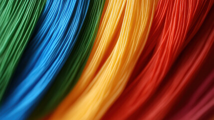 Colorful fiber cable bundle green blue yellow red orange