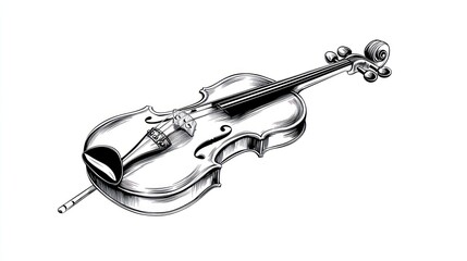 Obraz premium Detailed illustration of a classical violin instrument on a clean white background