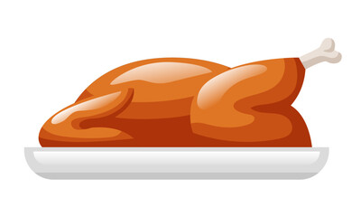 Baked chicken or turkey. Vector illustration isolated on a white background.
