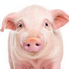 pink pig isolated on white, podsvinok