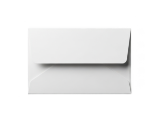 Clean white envelope isolated with subtle shadows transparent background