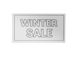 Winter sale announcement sign with outline text transparent background