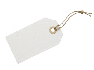 Blank white paper gift tag with string for labeling or pricing items transparent background
