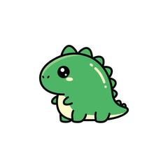 Fototapeta premium Cute cartoon dinosaur standing alone on a plain white background