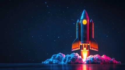 Fototapeta premium Futuristic Rocket Launch into Space Representing Exploration and Technology