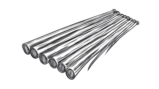 Metallic tubes illustration abstract design industrial concept graphic