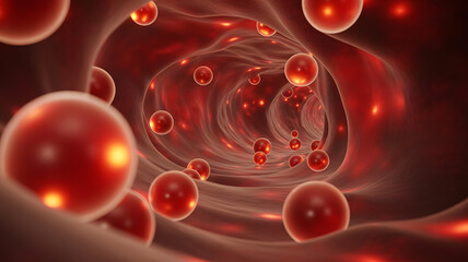 Abstract red orbs floating, isolated on white background