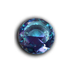 Glittering gem, blue sapphire on transparent background, 3D rendering